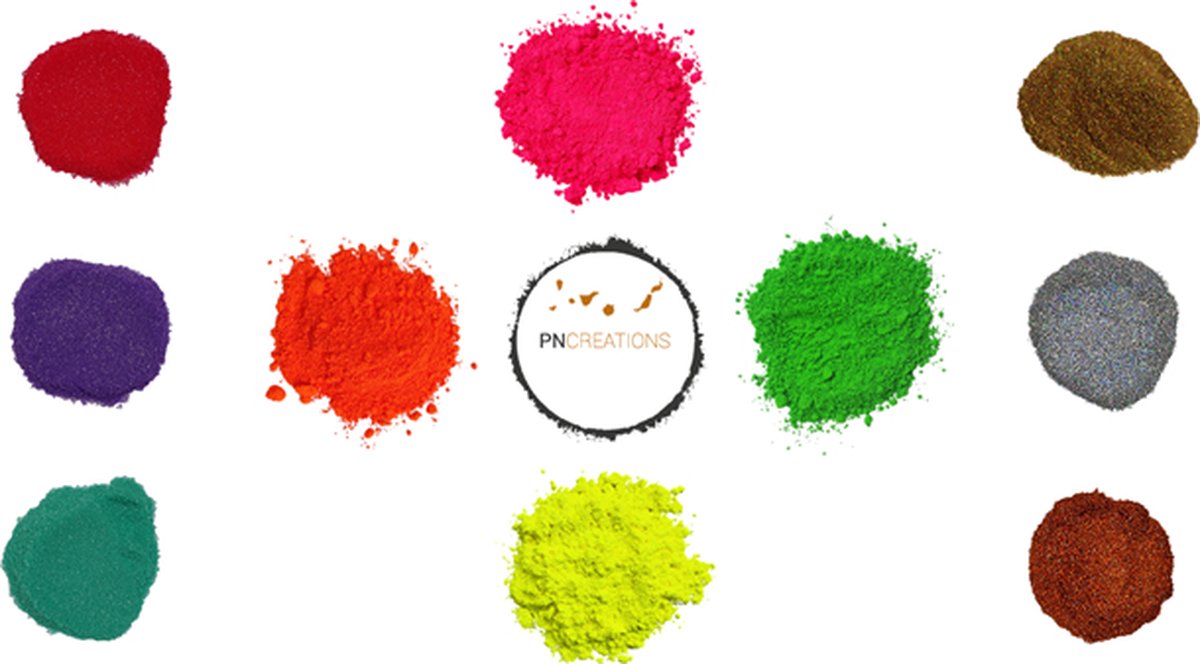 PNCreations Pigmentpoeder Fluo Mix + Glitter| Kleurpoeder voor Epoxy Hars | 7 Kleuren + 6 Glitters | Epoxy  Giethars | Hars | Verf | Verf Mixen